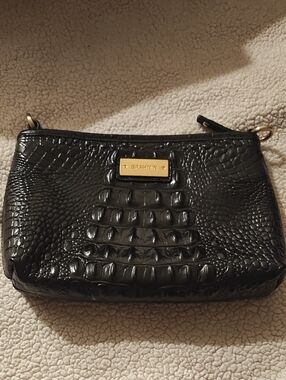Brahmin Black Croc-Embossed Leather Crossbody Bag No Strap!!